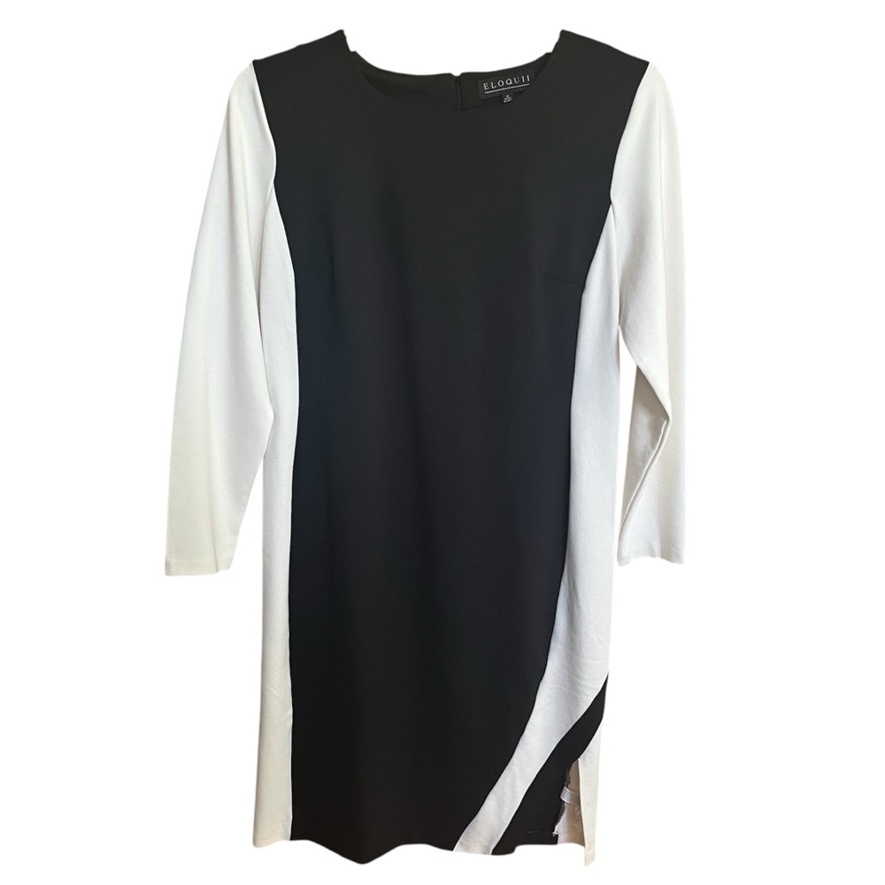 Eloquii White Black Colorblock Dress Long Sleeve Midi Heavy Women’s Size 16